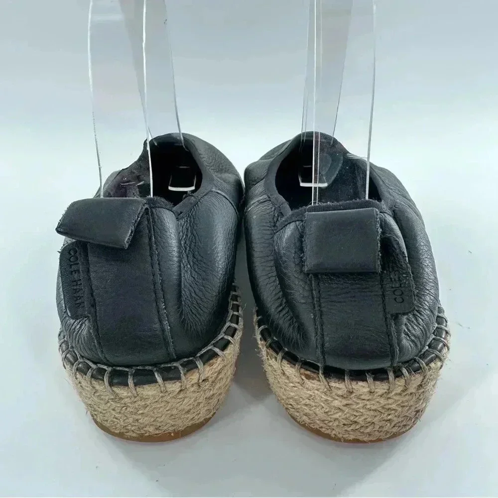 Cole Haan Grand OS womens flats size 8.5 black leather flatform Espadrilles